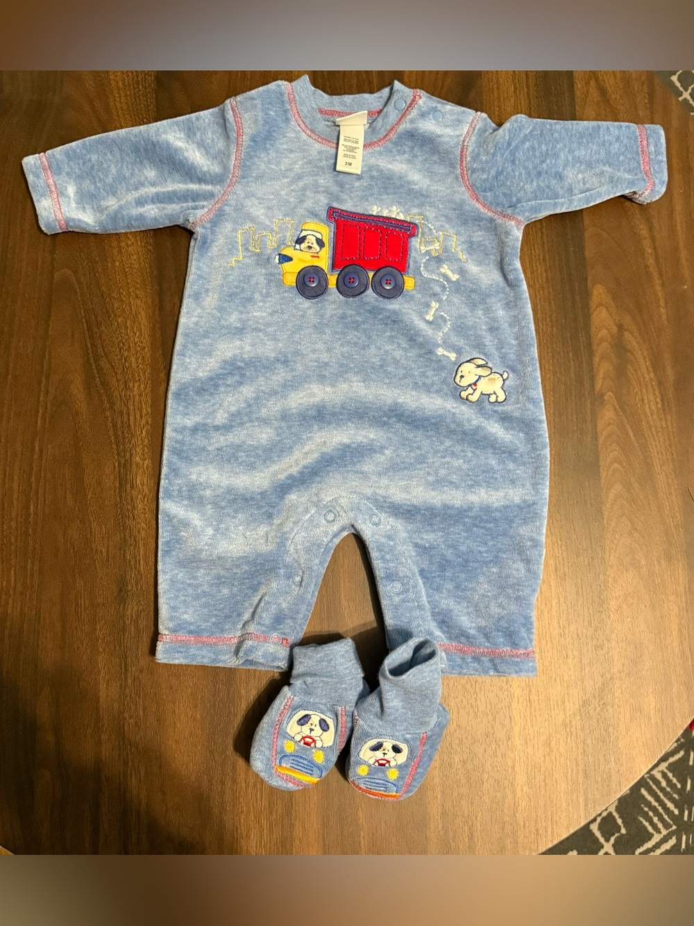 Baby boy vintage sleeper and slippers set